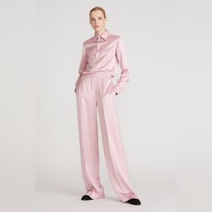 Halston pink satin trousers size 4